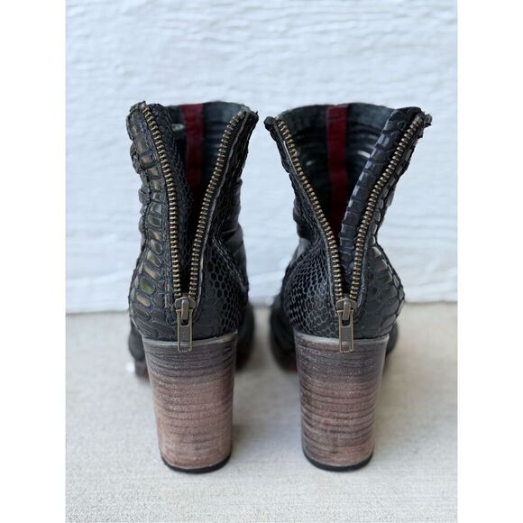 Freebird Washed Black Bela 100% Leather Cross Braided Ankle Western Boho Boots - Picture 10 of 14